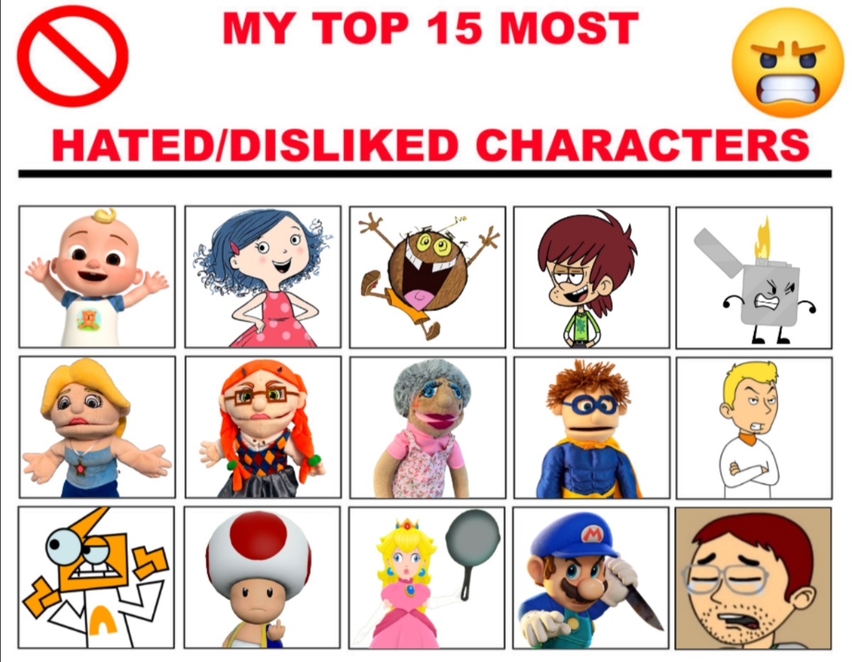 Dislight Characters My Top 15 Most Hated/Disliked Characters (Remake) by MattTheBlueHat1234 ...