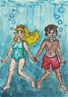 Star and Marco as underwater swimmers