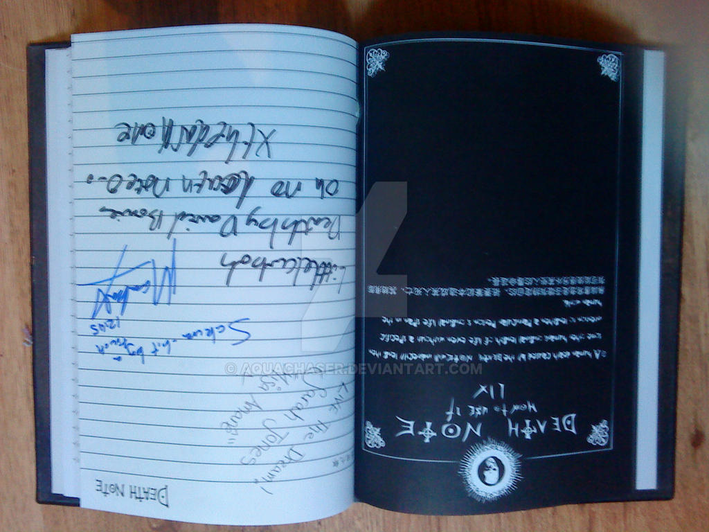 Death Note Signing Sign My Death Note...? by AquaChaser on DeviantArt
