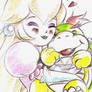 Princess peach and Bowser Jr sketch 2