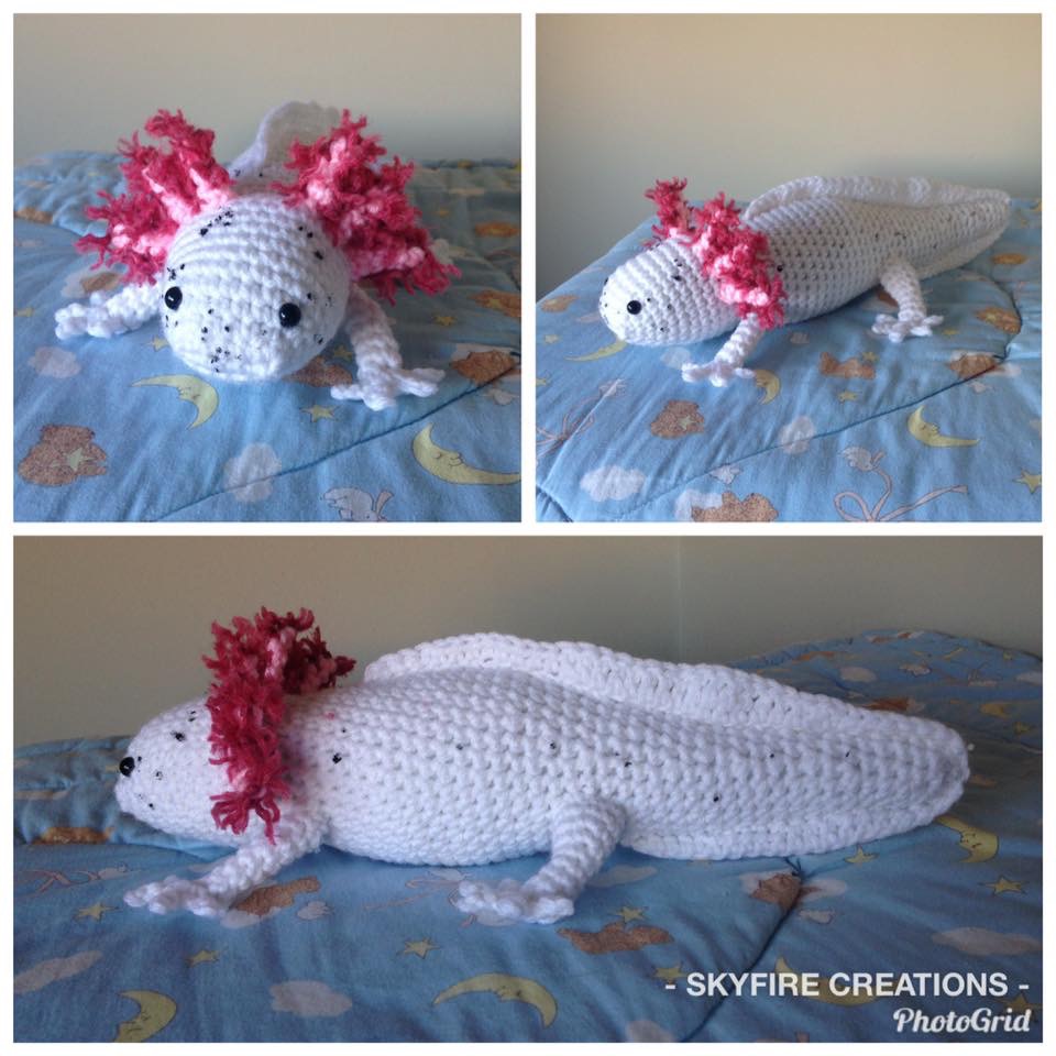 Dirty leucistic axolotl plush