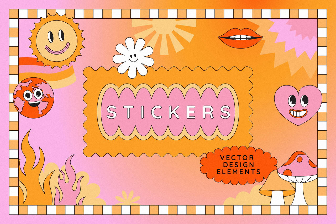 Retro stickers vector elements by tatamatabeda on DeviantArt