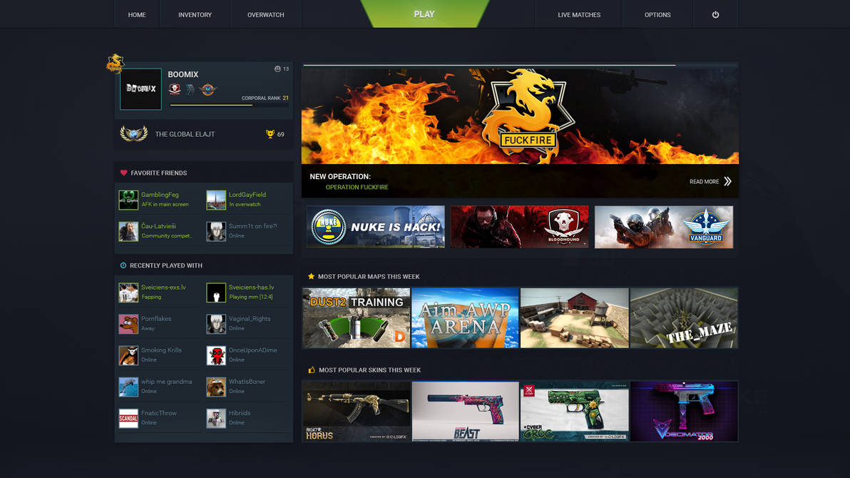 CS:GO main screen UI by boomixLv on DeviantArt