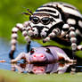 Zebra spider eating a Hippo