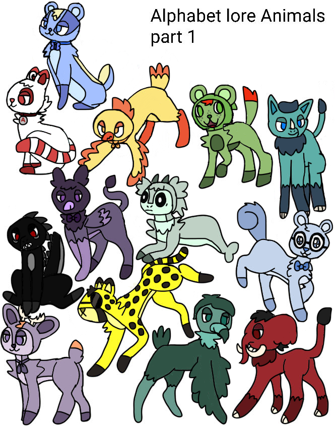 All of My Alphabet Lore Animals in One Pic by Alessiacafona on