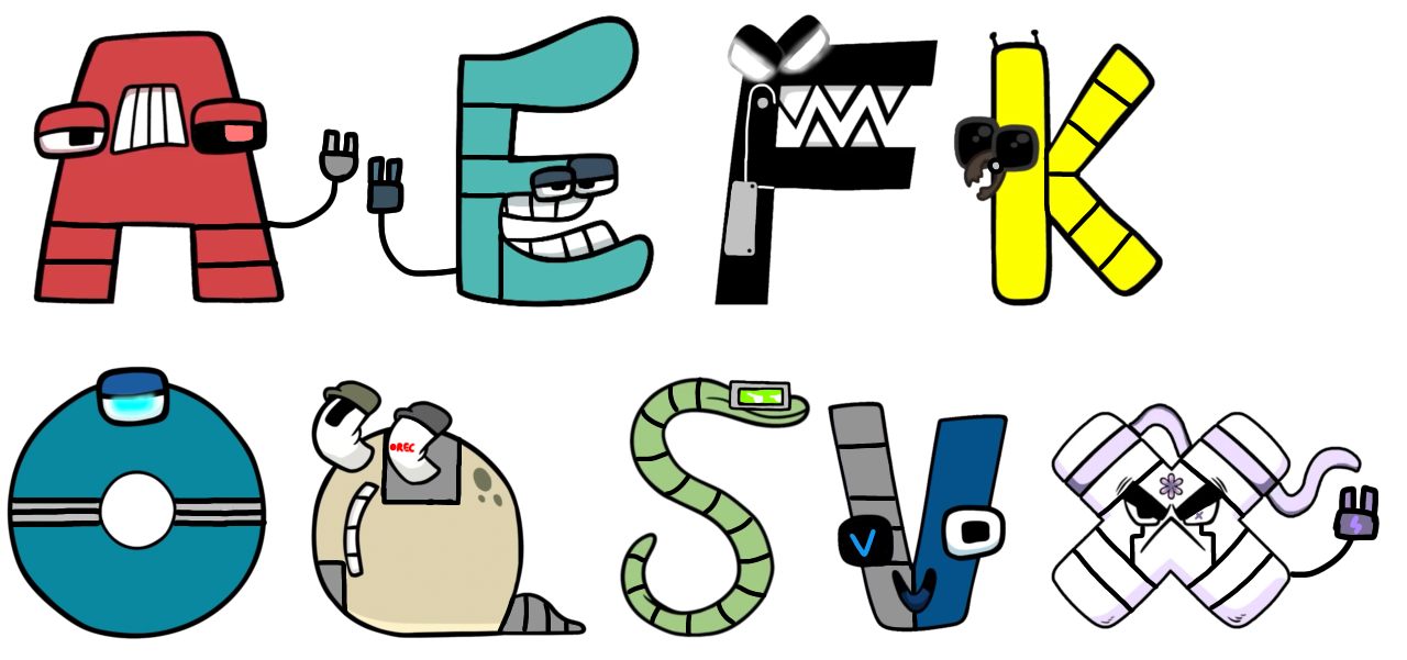 8 Spanish Alphabet Lore Letters as Robots by Alessiacafona on