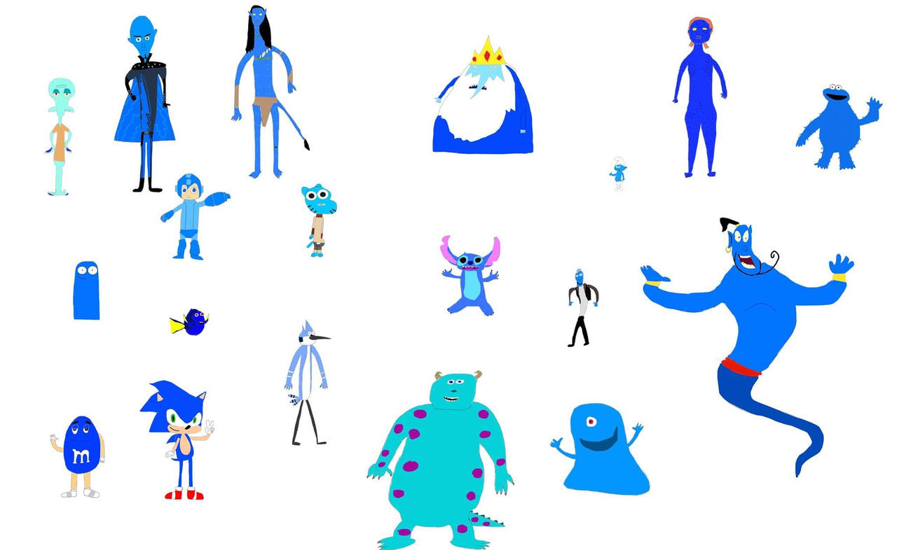 Blue team! Famous blue characters. by mountainchickens on DeviantArt