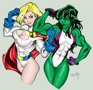 Power Girl n She-Hulk by NeMA