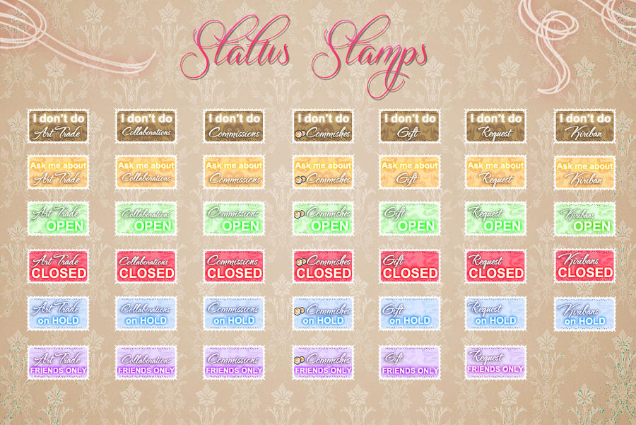 Status Stamp Complete Status Stamps by Kazhmiran on DeviantArt