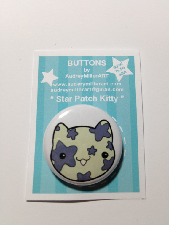 Star Patch Kitty 1 inch Pinback Button