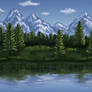 Lake, Trees and Mountains Landscape