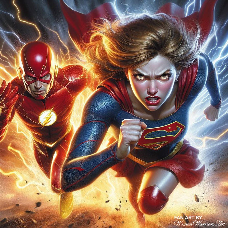 Supergirl vs The Flash - Race by WomenWarriorsArt on DeviantArt