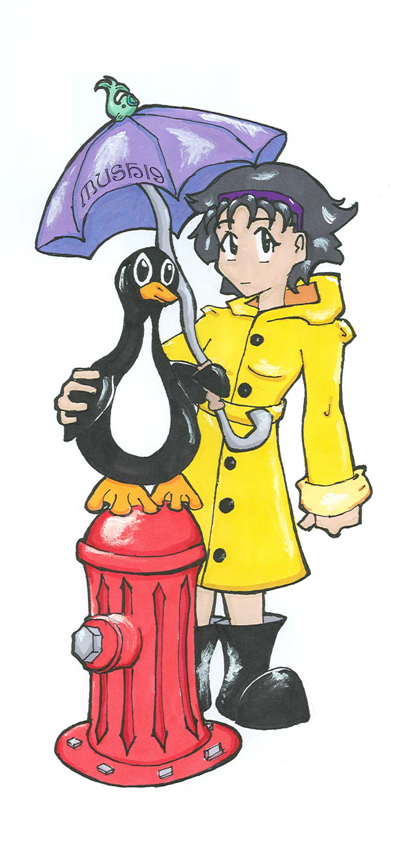 penguin in the rain by Mushi9ink on DeviantArt