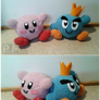 Crocheted Kirby and Prince Fluff plushies