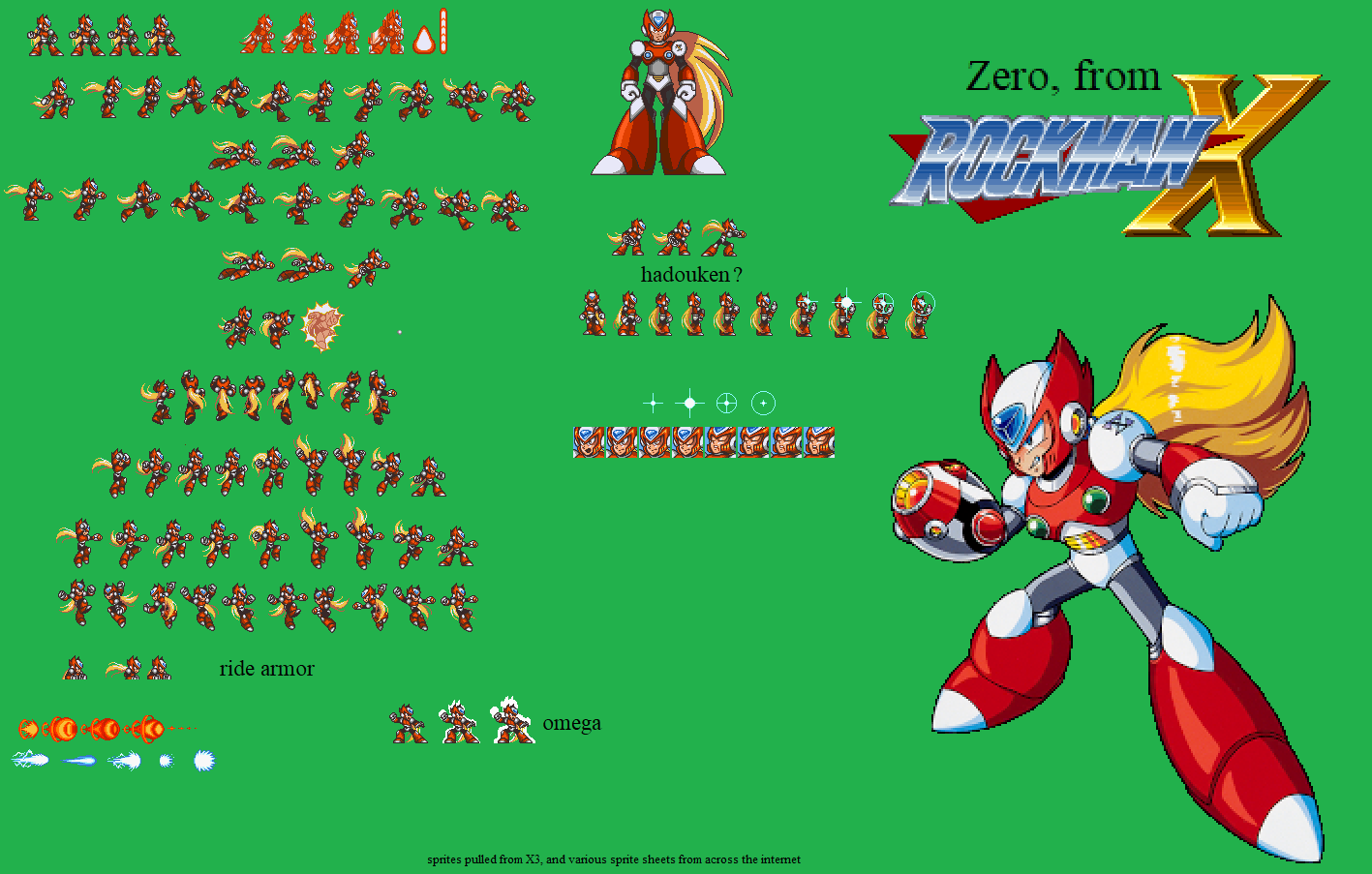 Zero X1 SPRITE SHEET complete by 117117n on DeviantArt