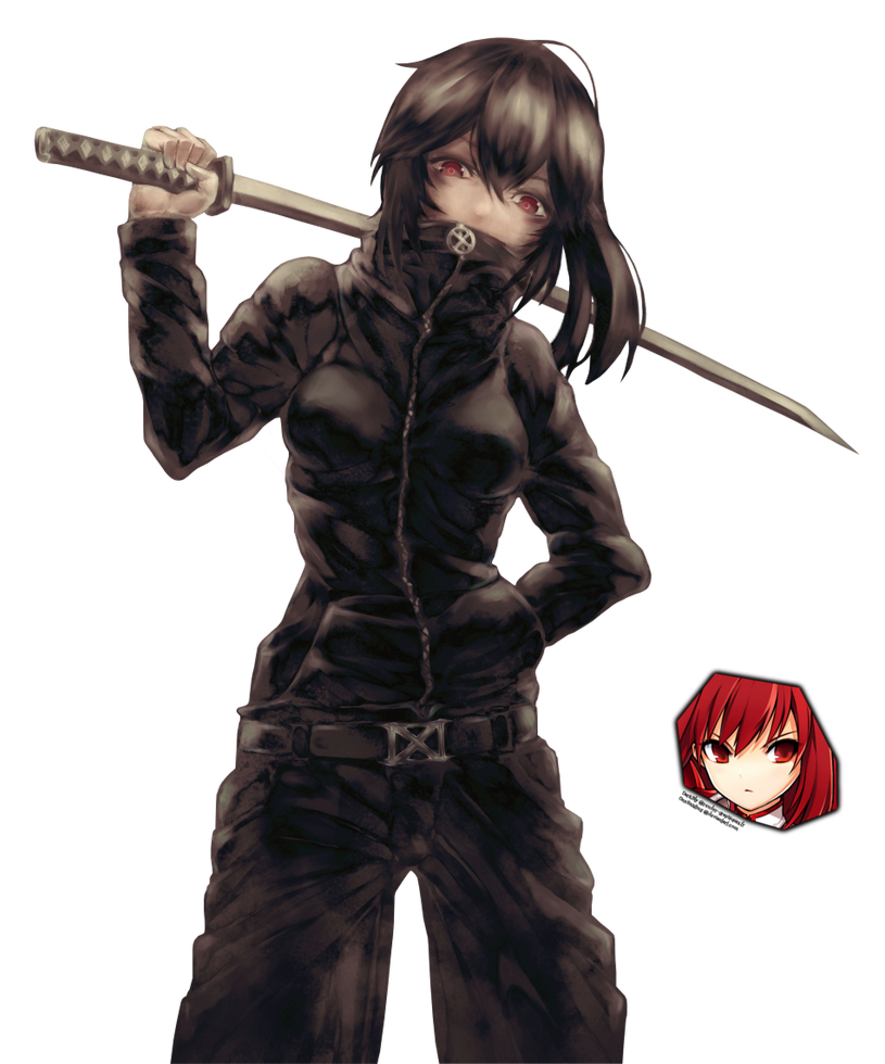 Anime girl with black 2025 hoodie