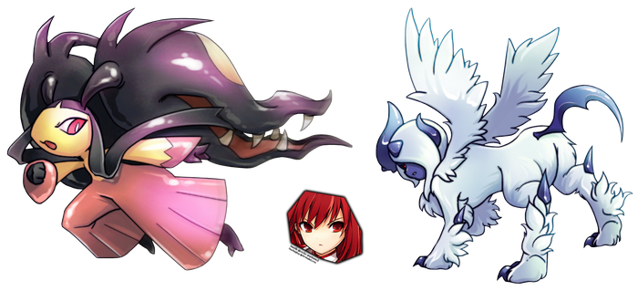 Pokemon fanart Mega-Absol and Mawile double render