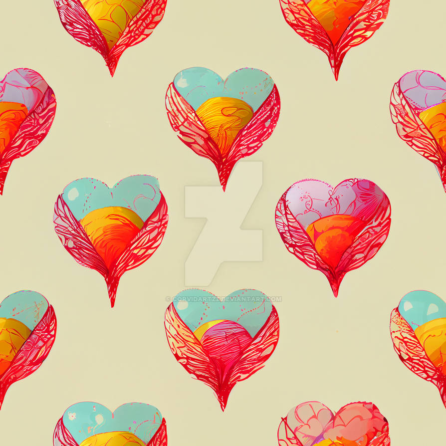 love hearts and colourful repeatable pattern by CorvidArtzz on DeviantArt