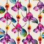 repeatable pattern of colourful orchids