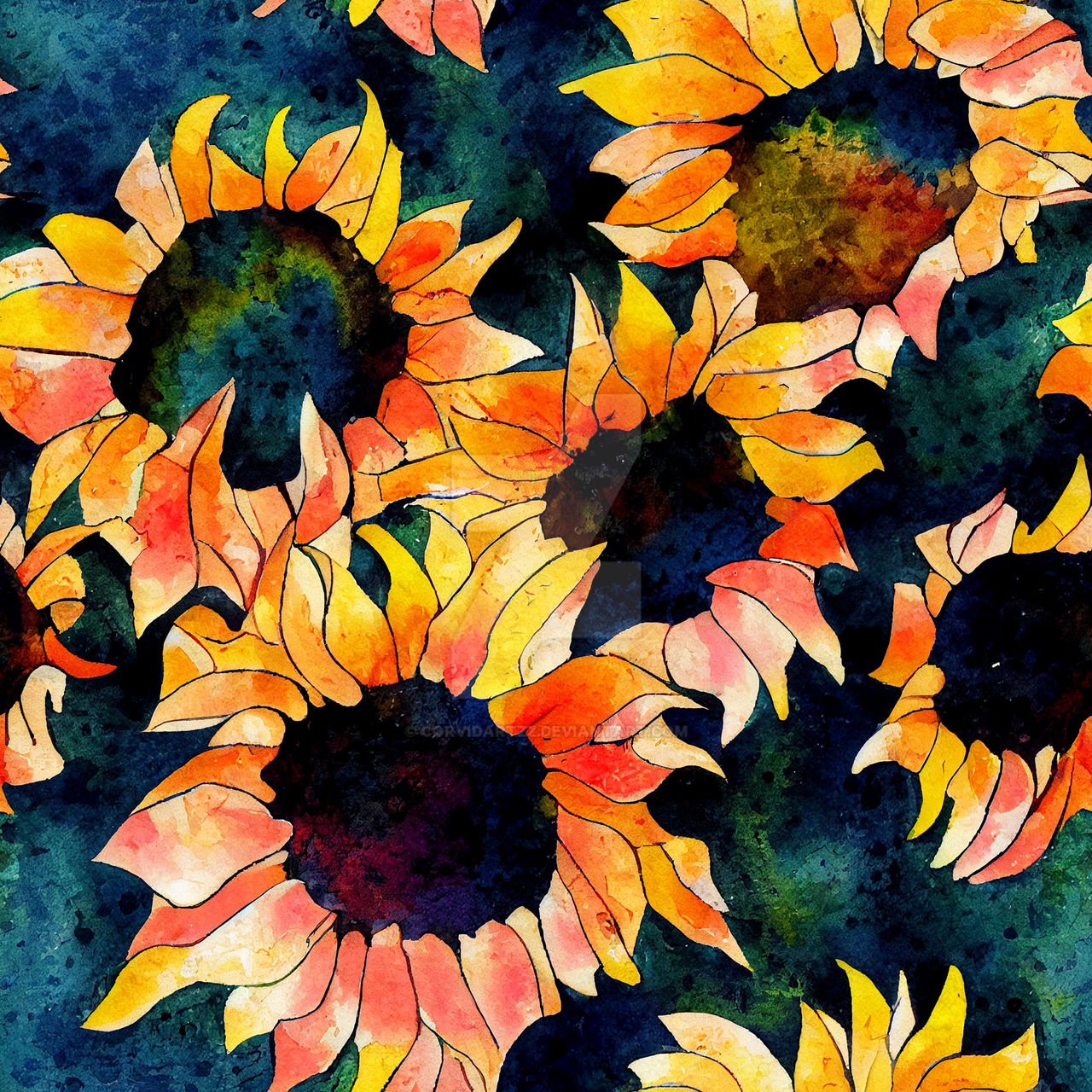 Sunflower repeatable pattern by CorvidArtzz on DeviantArt