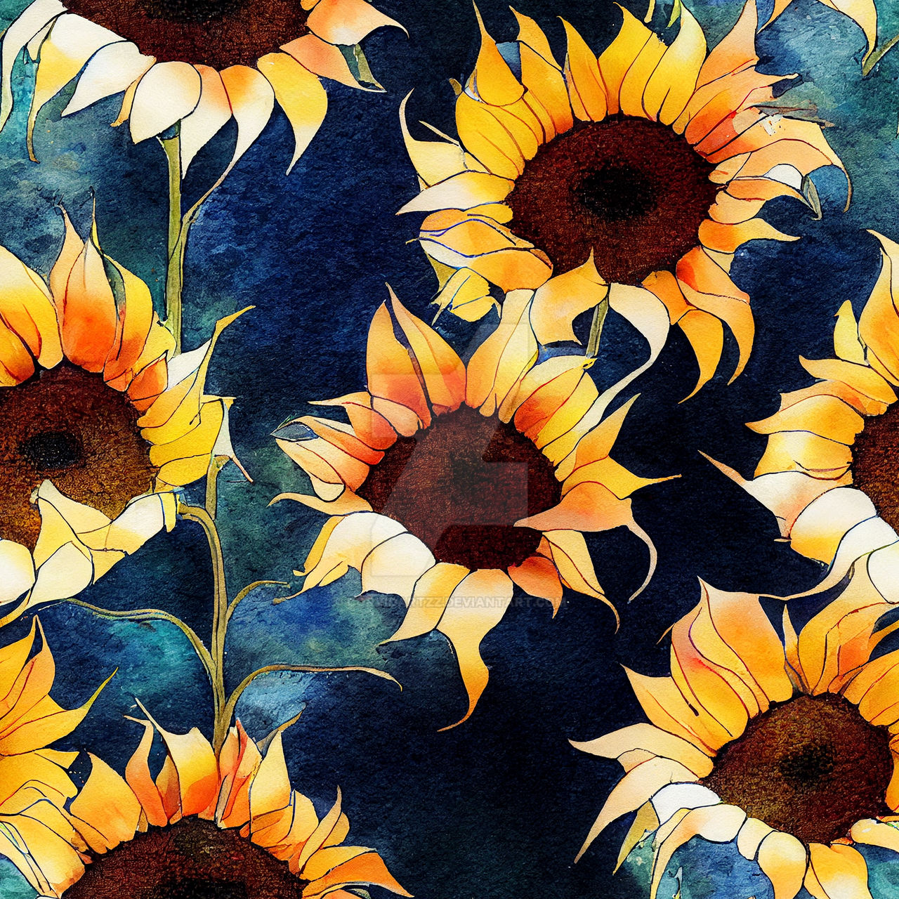 Sunflower repeatable pattern by CorvidArtzz on DeviantArt