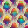 Colorful rainbow jellyfish repeatable pattern