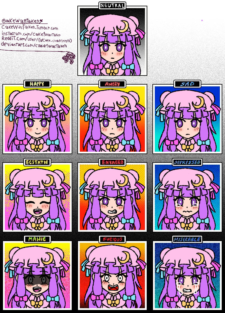 Patchouli Touhou Project OMORI Emotions Chart by Cake1WasTaken on
