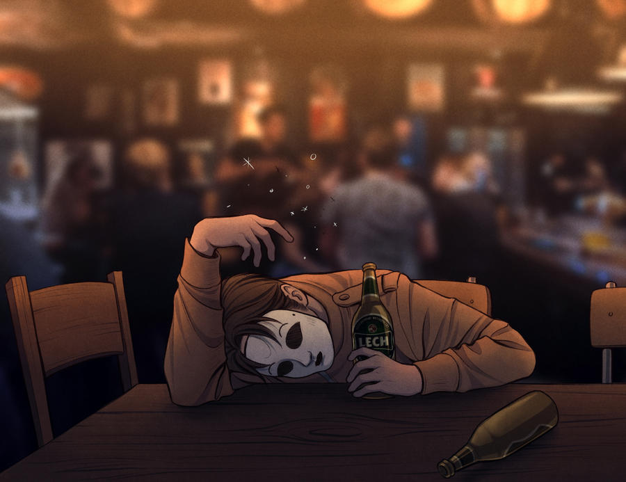 Masky is drunk by Idiza194 on DeviantArt
