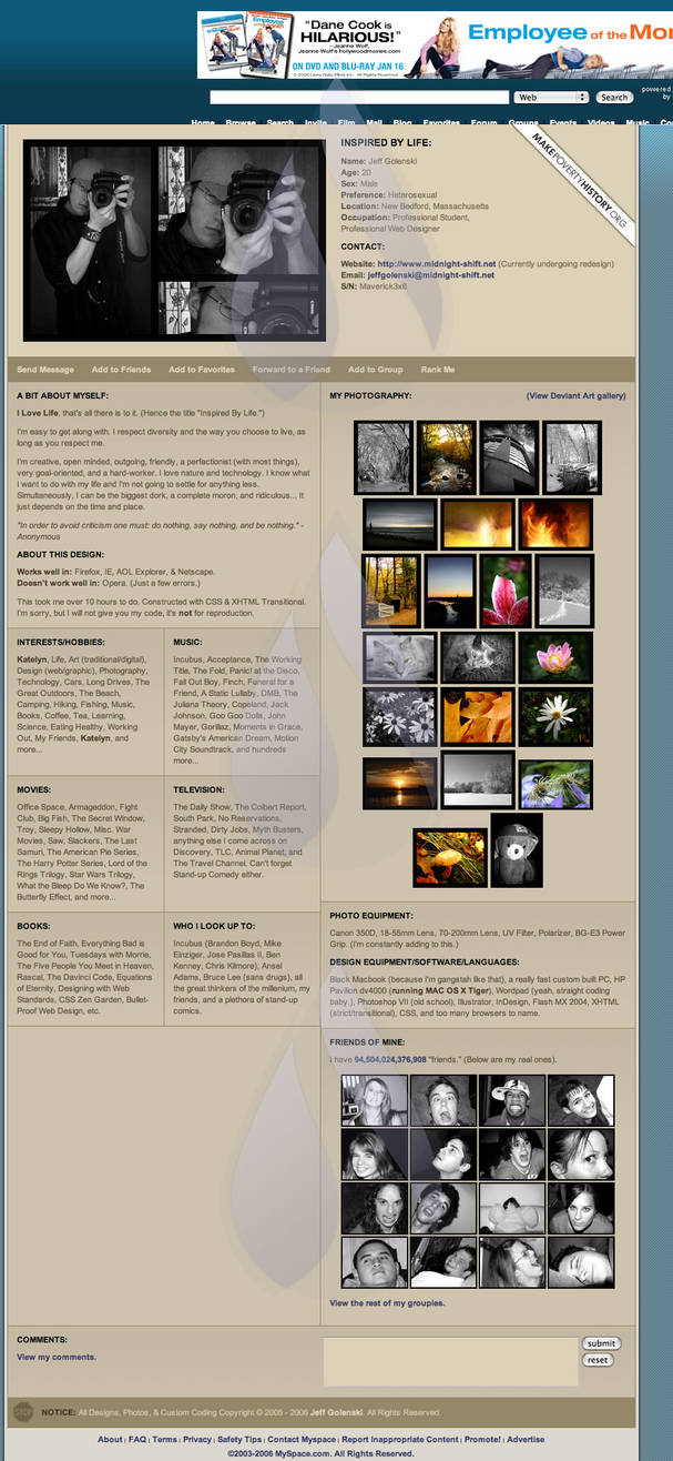 MySpace Layout by maverick3x6 on DeviantArt