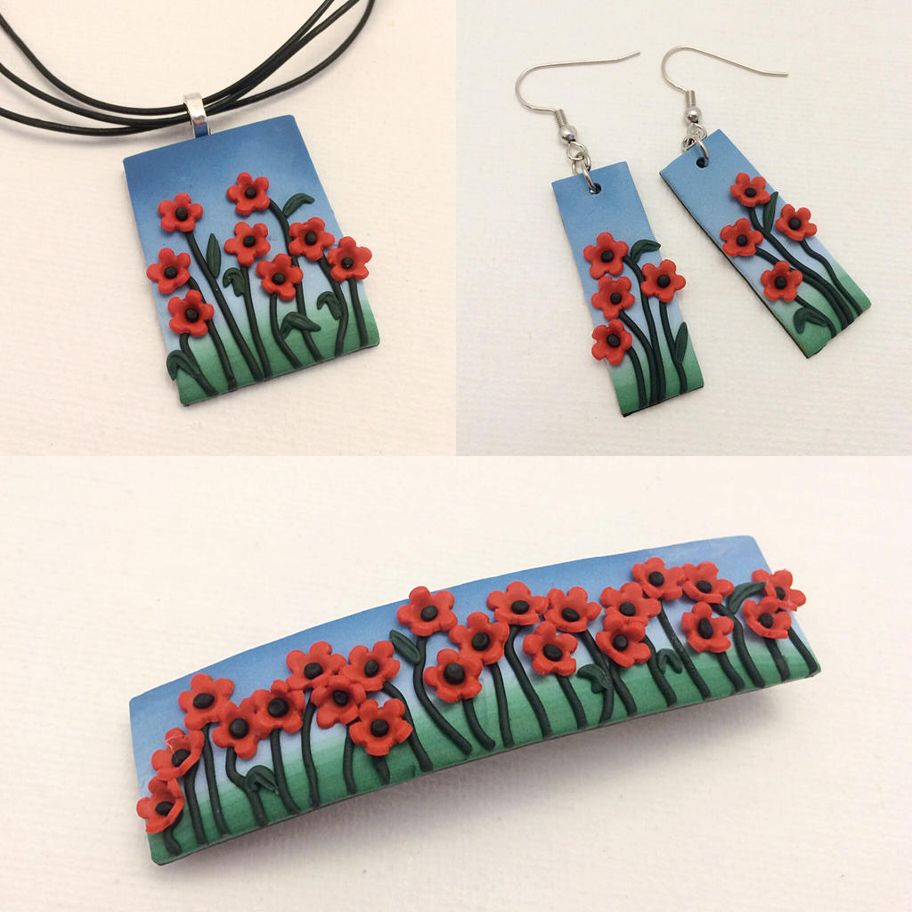 Poppy Field Jewelry Set