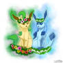 Flower crown Leafeon and Glaceon