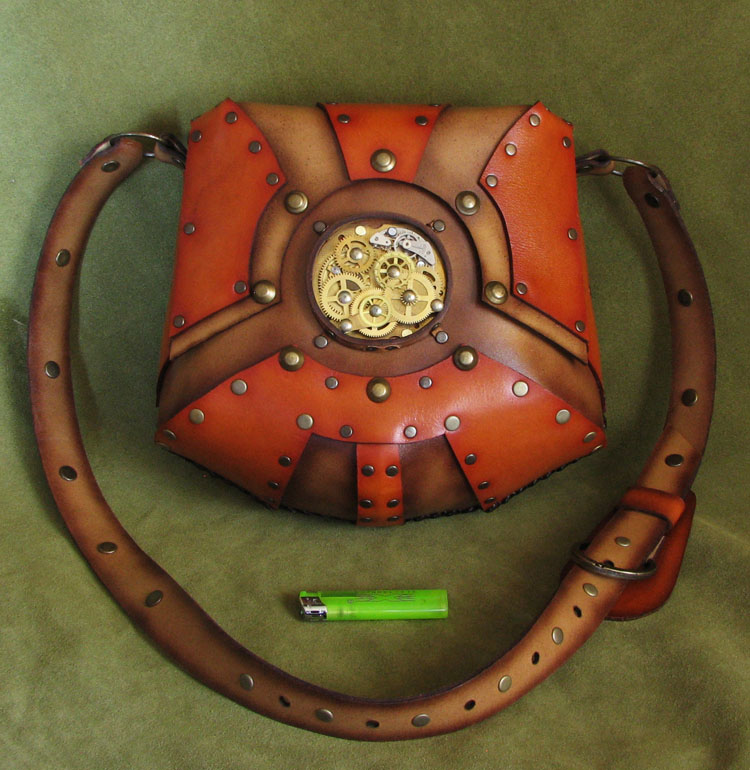 Steampunk leather bag