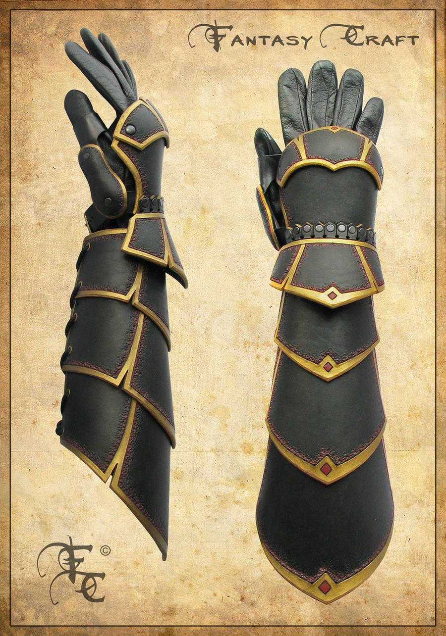 Leather bracers with hand protection