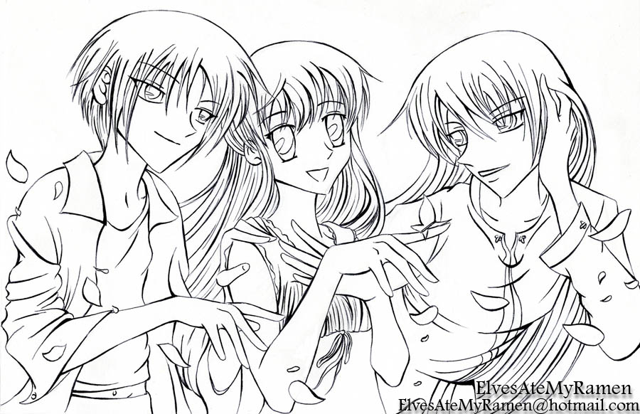 Yuki, Tohru, Ayame Line-Art