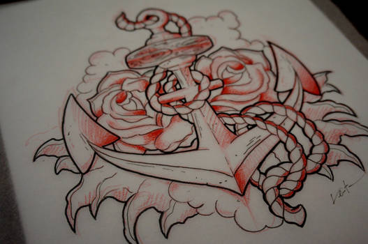 Anchor and Rose Tattoo by red-lima on DeviantArt