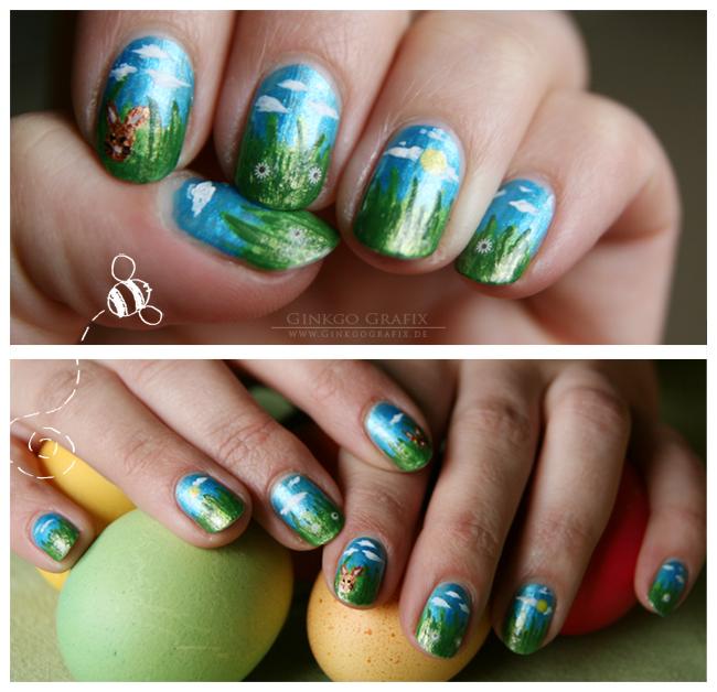 Nail Art: Brown Bunny by GinkgoWerkstatt