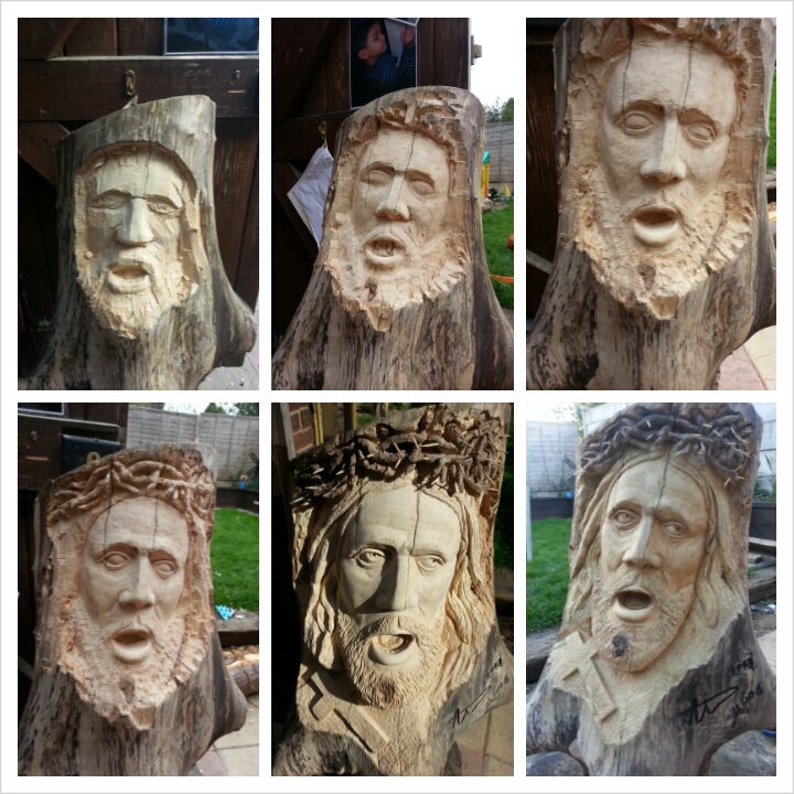 jesus hand carved wood sculpture by simon patel