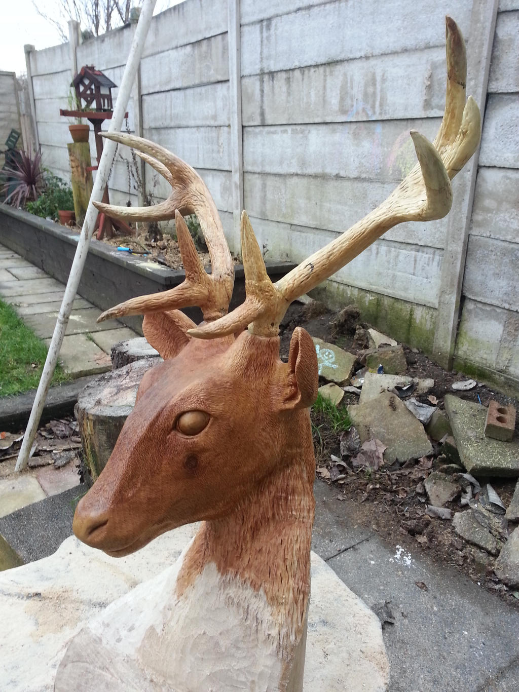 mounted stag head sculpture by simon patel