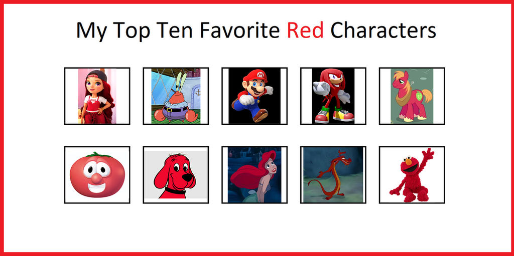 My Top 10 Favorite Red Characters by Elsie1234 on DeviantArt