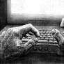 Typing at Night: pencil sketch