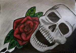 skull and flower 