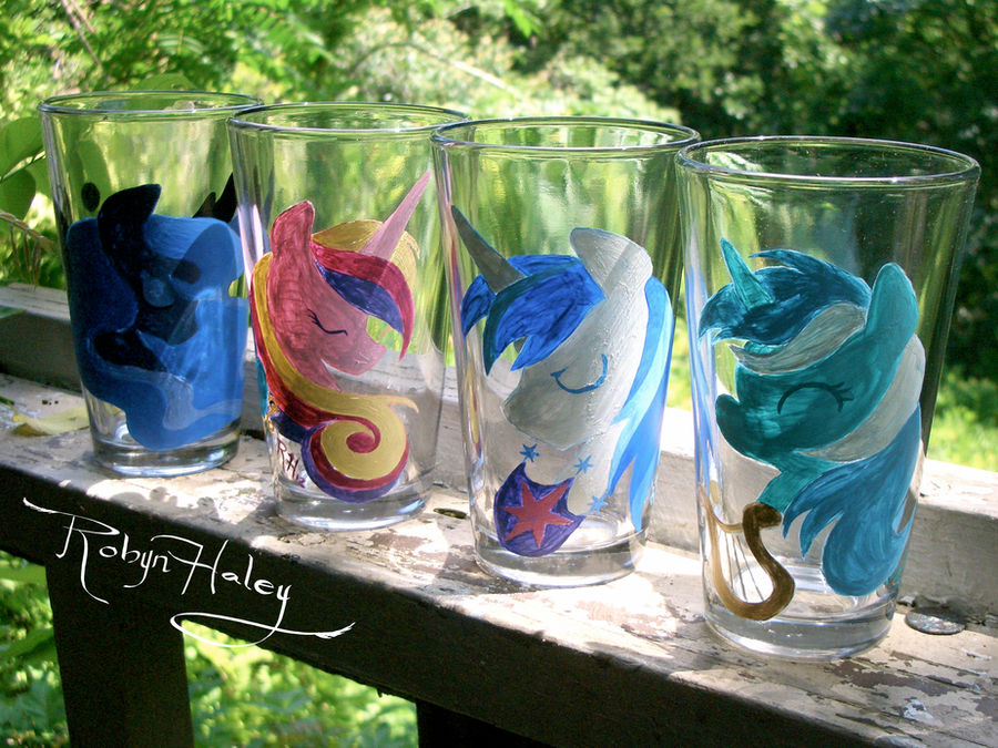Custom Pony glass order by AstroRobyn