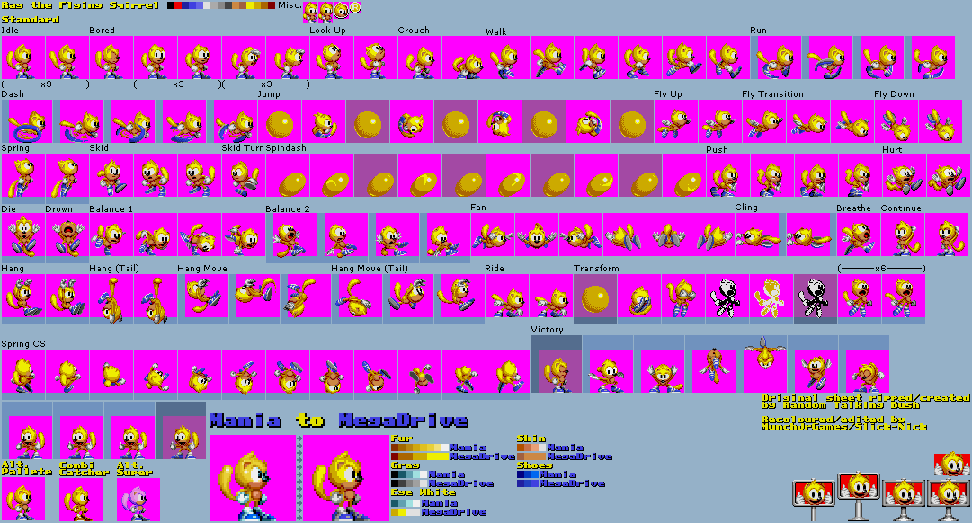 Flying Shell Sprite Ray The Flying Squirrel Sprites