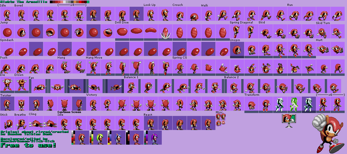 Sonic ATS/Mighty The Armadillo Sprite Sheet Remade by RedactedAccount on  DeviantArt