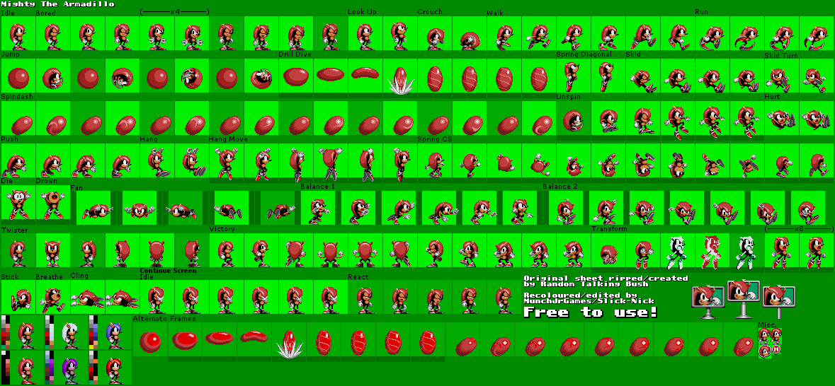 Sonic ATS/Mighty The Armadillo Sprite Sheet Remade by RedactedAccount on  DeviantArt