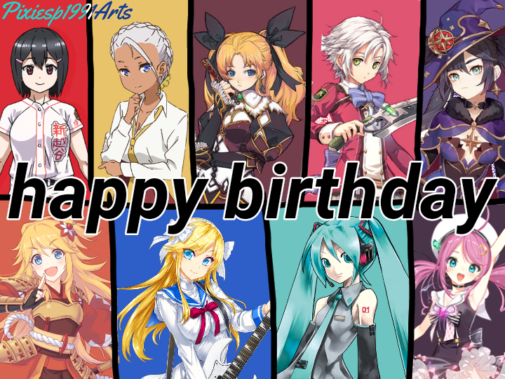 Happy birthday to 8 characters (April 7th) by pixiesp1991arts on DeviantArt