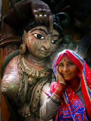 Indian Woman with Deviti, New Delhi, India