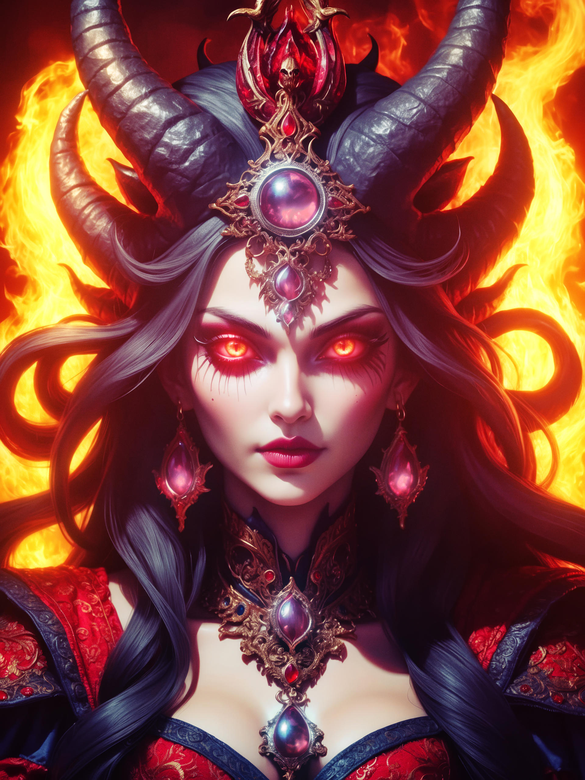 Fiery Demon Queen With Glowing Eyes by a4mbs on DeviantArt