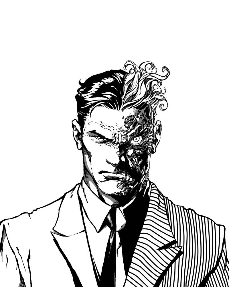 Two-Face inks by frostdusk on DeviantArt