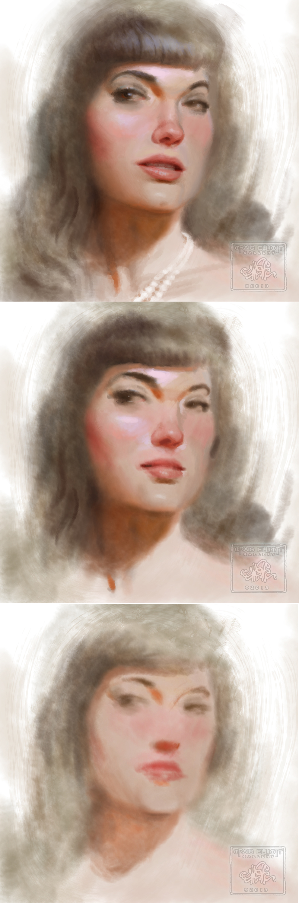 Bettie Page Portrait Stages